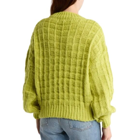 FRNCH Chiara Knit Crewneck Sweater Citron Vert Green - Picture 2 of 7
